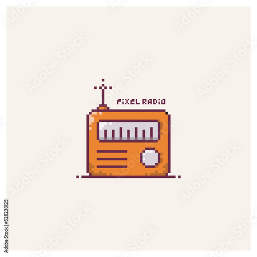Vector illustration of a radio in pixel art style