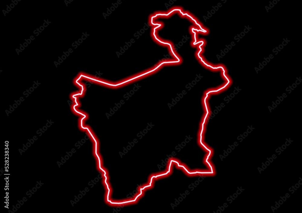Red glowing neon map of Potosí Bolivia on black background. Red glowing neon map of Potosí Bolivia on black background.