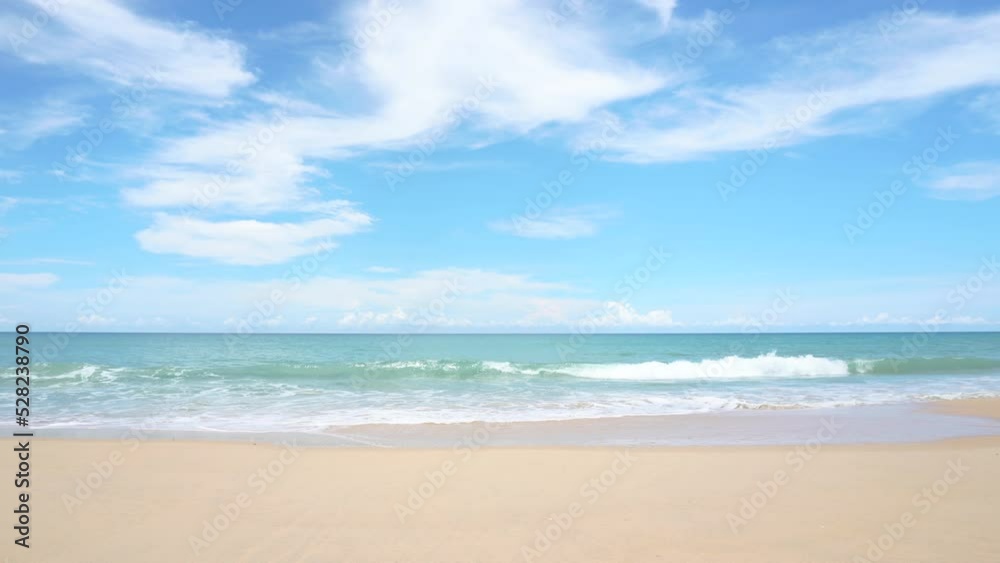 beach sea sand and sky. Landscape view of beach sea in summer day. Beach space area. 