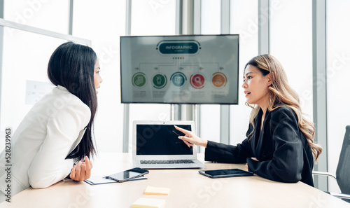 Successful businesswoman working together in a co-working office