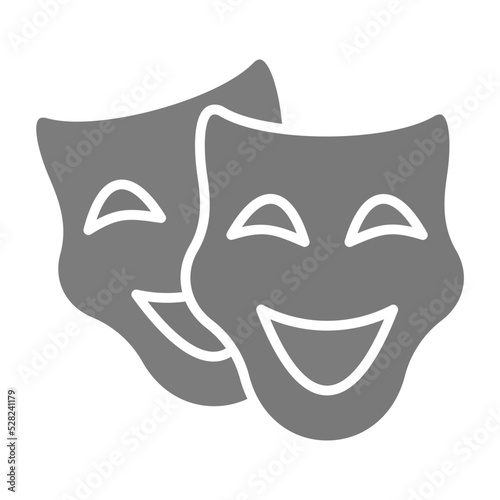 Theater Masks Greyscale Glyph Icon