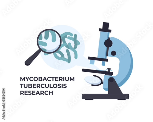Tuberculosis bacterium and microscope. Microbiology concept.