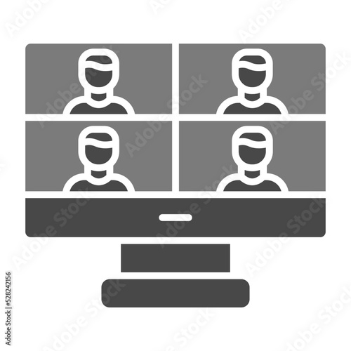 Online Meeting Greyscale Glyph Icon