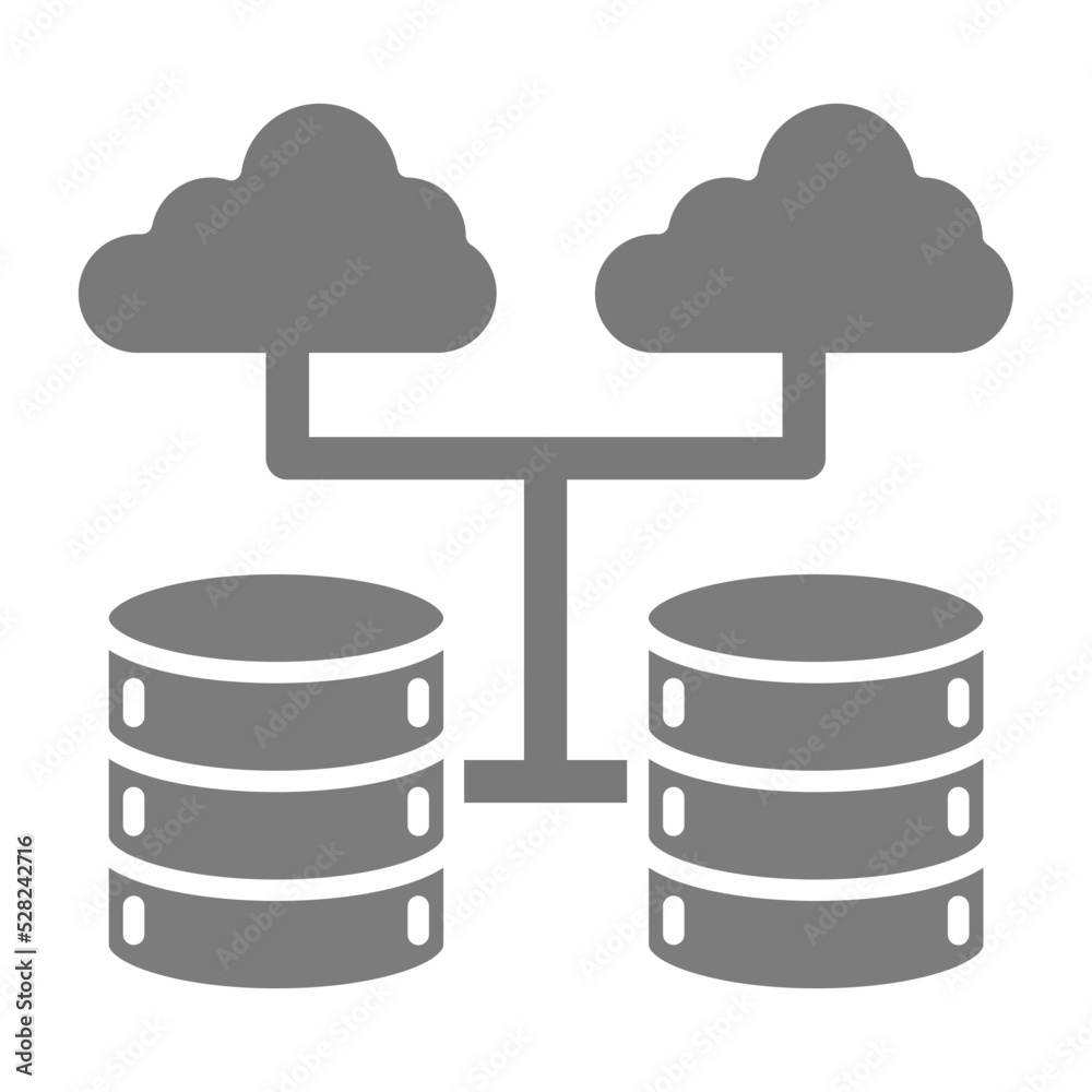 Cloud Database Greyscale Glyph Icon Cloud Database Greyscale Glyph Icon