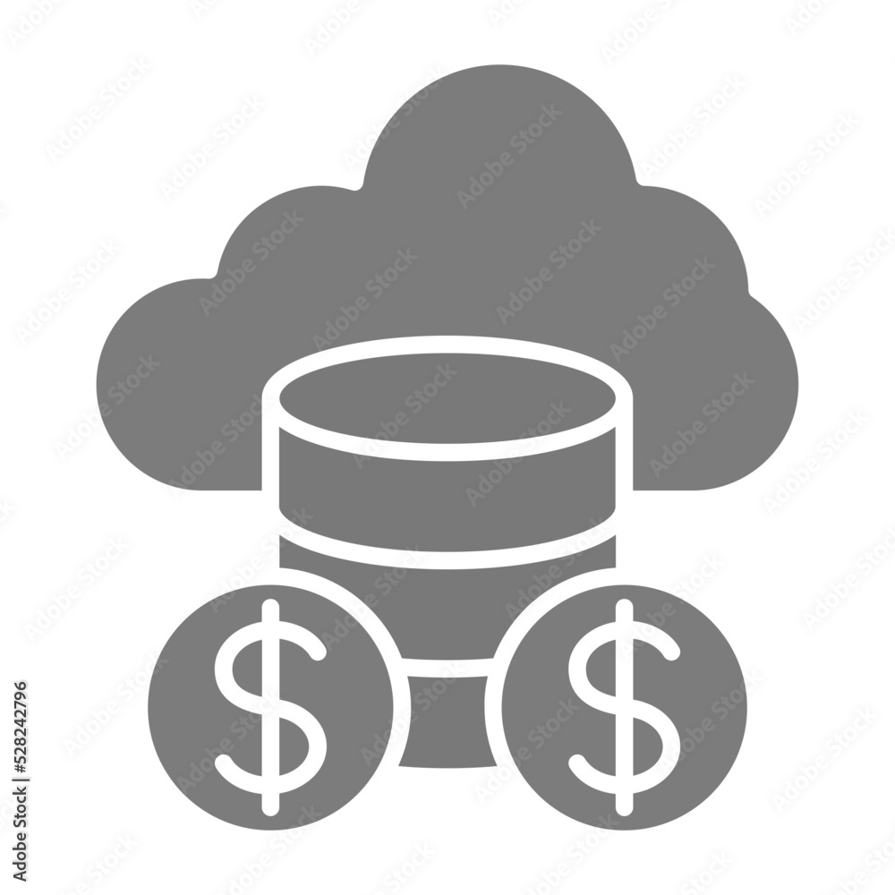 Cloud Money Greyscale Glyph Icon Cloud Money Greyscale Glyph Icon