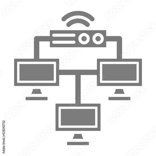 Local Network Greyscale Glyph Icon