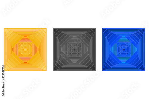 Vector image of three squares with gradient lines