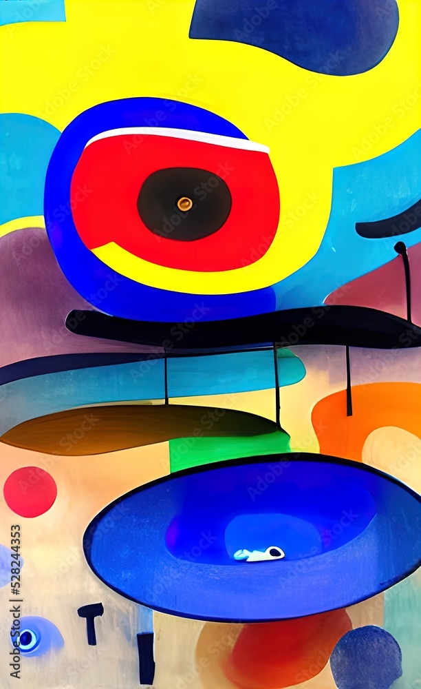 Abstract painting in Kandinsky or Picasso style, cubism school