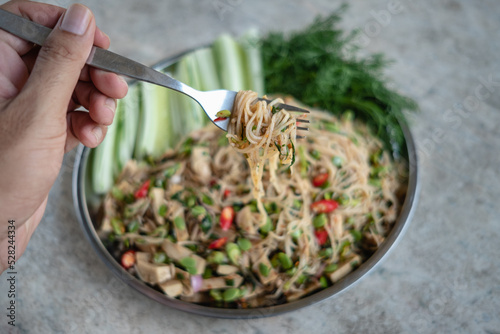 Spicy Rice Flour Noodle Salad Thai Food  