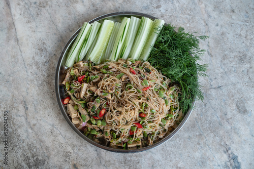 Spicy Rice Flour Noodle Salad Thai Food  