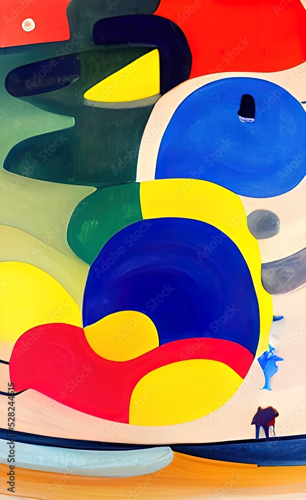 Abstract painting in Kandinsky or Picasso style, cubism school