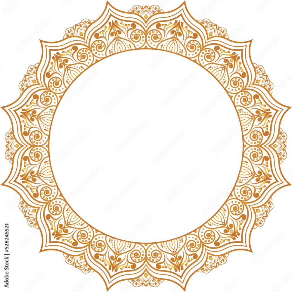Luxury mandala golden circle frame transparent with vintage gold circular pattern