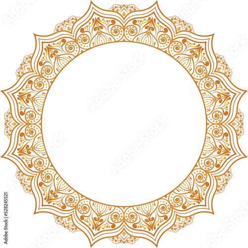 Luxury mandala golden circle frame transparent with vintage gold circular pattern