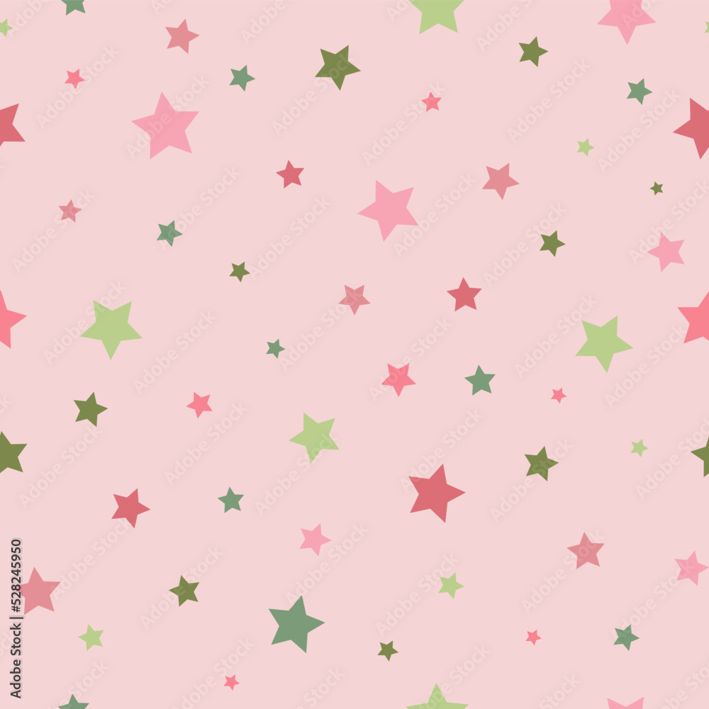 Seamless abstract background with little stars on pink background. Space and constellation. Vector illustration. Baby pink background