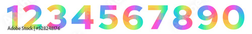 Vector multicolor numbers. Modern rainbow design