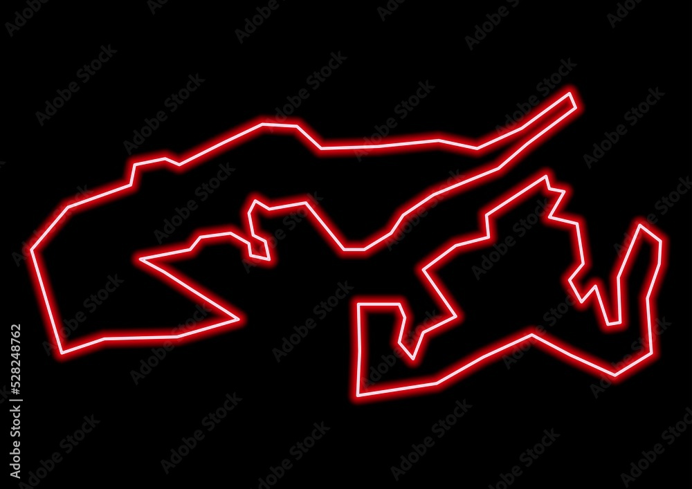 Red glowing neon map of Tai Po Hong Kong on black background. Red glowing neon map of Tai Po Hong Kong on black background.