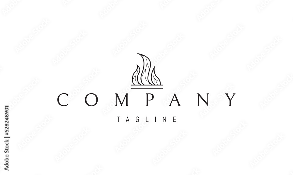 Vector logo on which an abstract image of a burning flame in a linear style. Vector logo on which an abstract image of a burning flame in a linear style.
