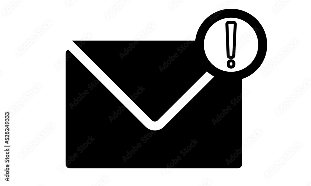 black envelope icon white line exclamation black envelope icon white line exclamation