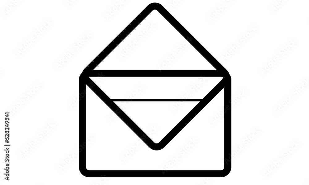 open white envelope icon black line with document open white envelope icon black line with document