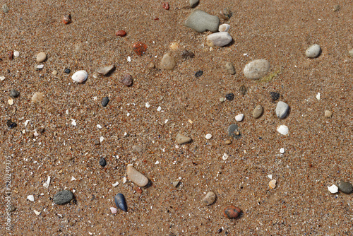 Stones on wet sand beach