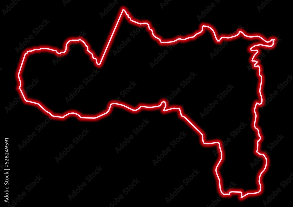 Red glowing neon map of Tigray Ethiopia on black background. Red glowing neon map of Tigray Ethiopia on black background.