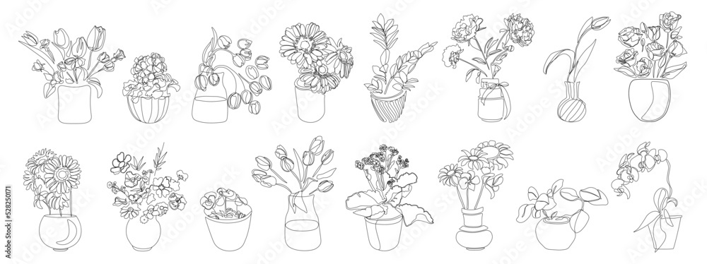 Flower pot coloring printable page for kids 12