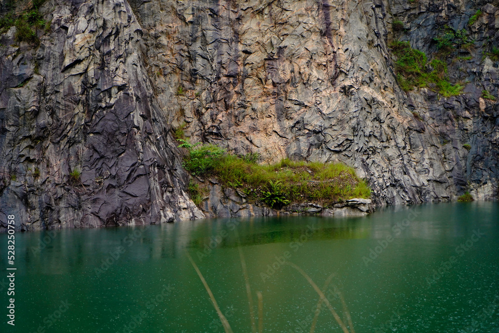 Pond formed in a given up quarry