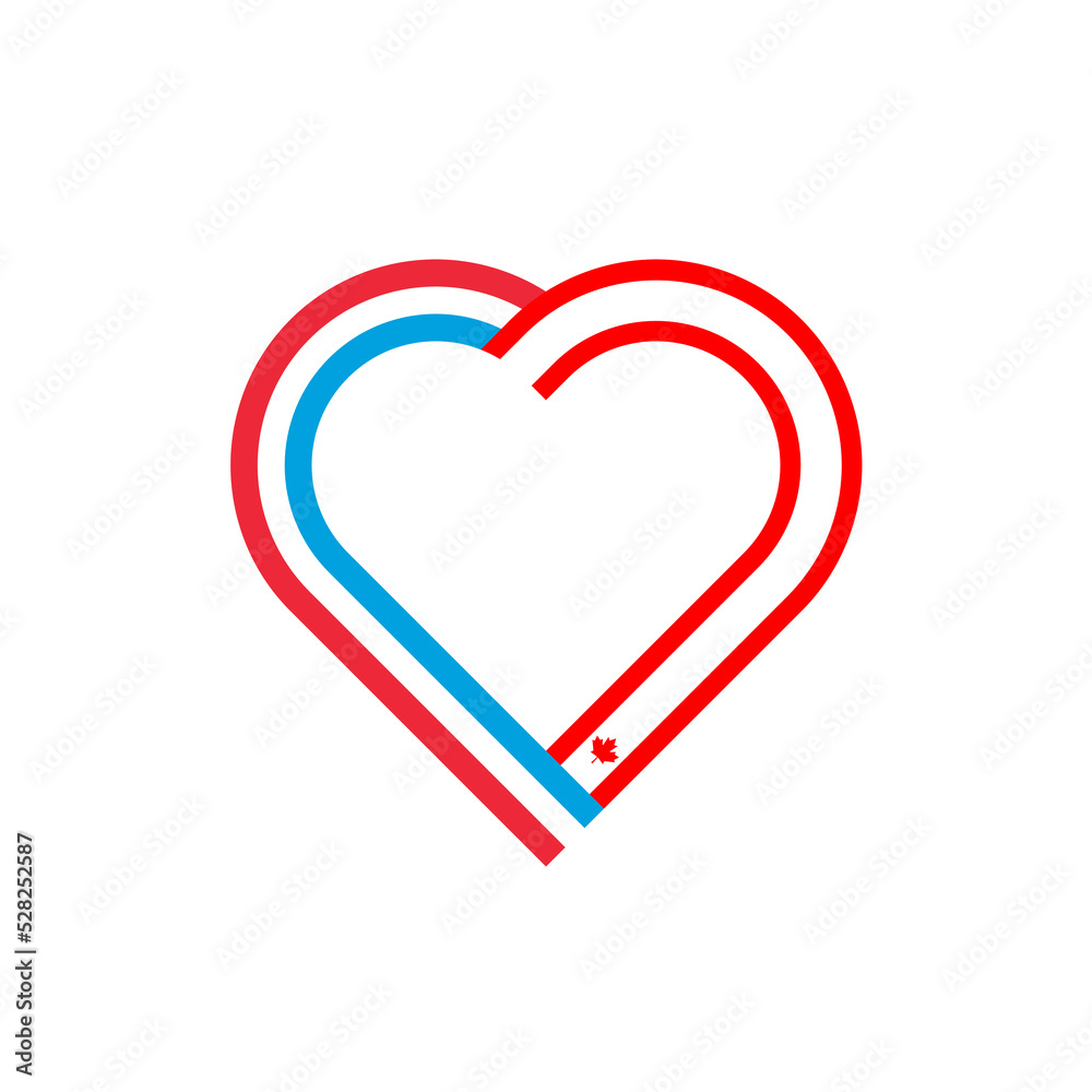 friendship concept. heart ribbon icon of luxembourg and canada flags. vector illustration isolated on white background