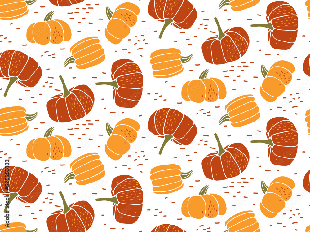 Seamless Pumpkin sketch pattern, hand drawn vegetables on white background. Thanksgiving, Halloween collage For wrapping paper, street festival, menu, wallpaper, packaging, textile. Autumn harvest Seamless Pumpkin sketch pattern, hand drawn vegetables on white background. Thanksgiving, Halloween collage For wrapping paper, street festival, menu, wallpaper, packaging, textile. Autumn harvest