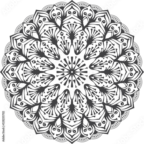 Mandala vector illustration in black and white for coloring book flower pattern