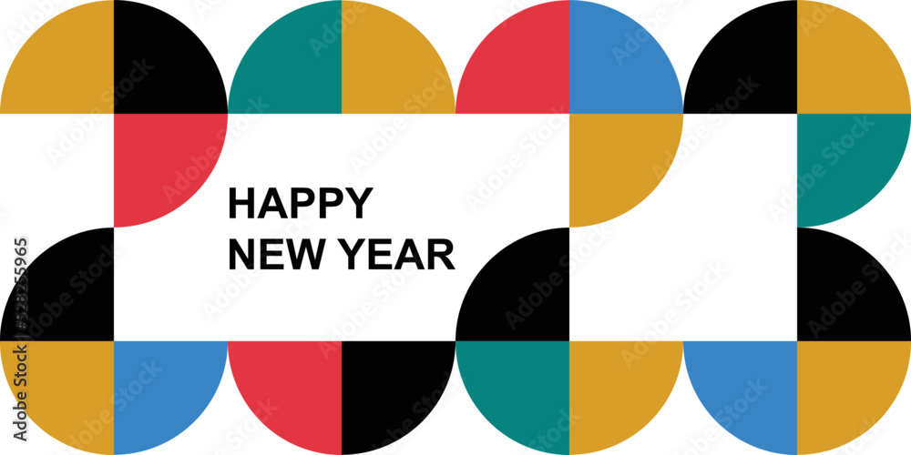 Happy New Year 2023 retro logo text design. For brochure design templates, cards, banners.