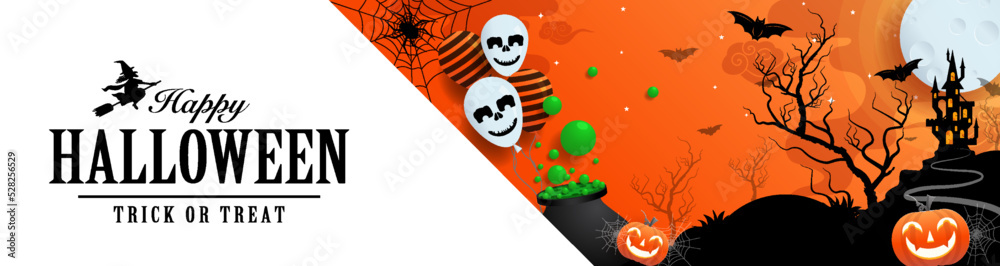 Happy halloween background template with pumpkin.
