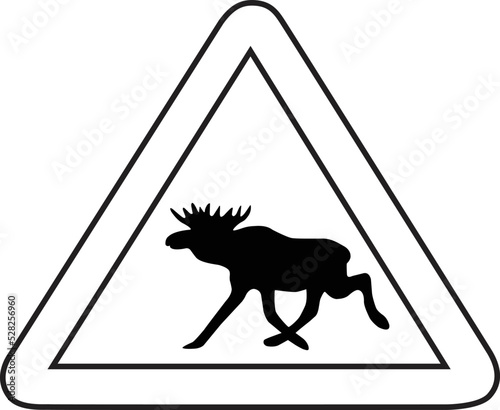 Elk road sign vector illustration