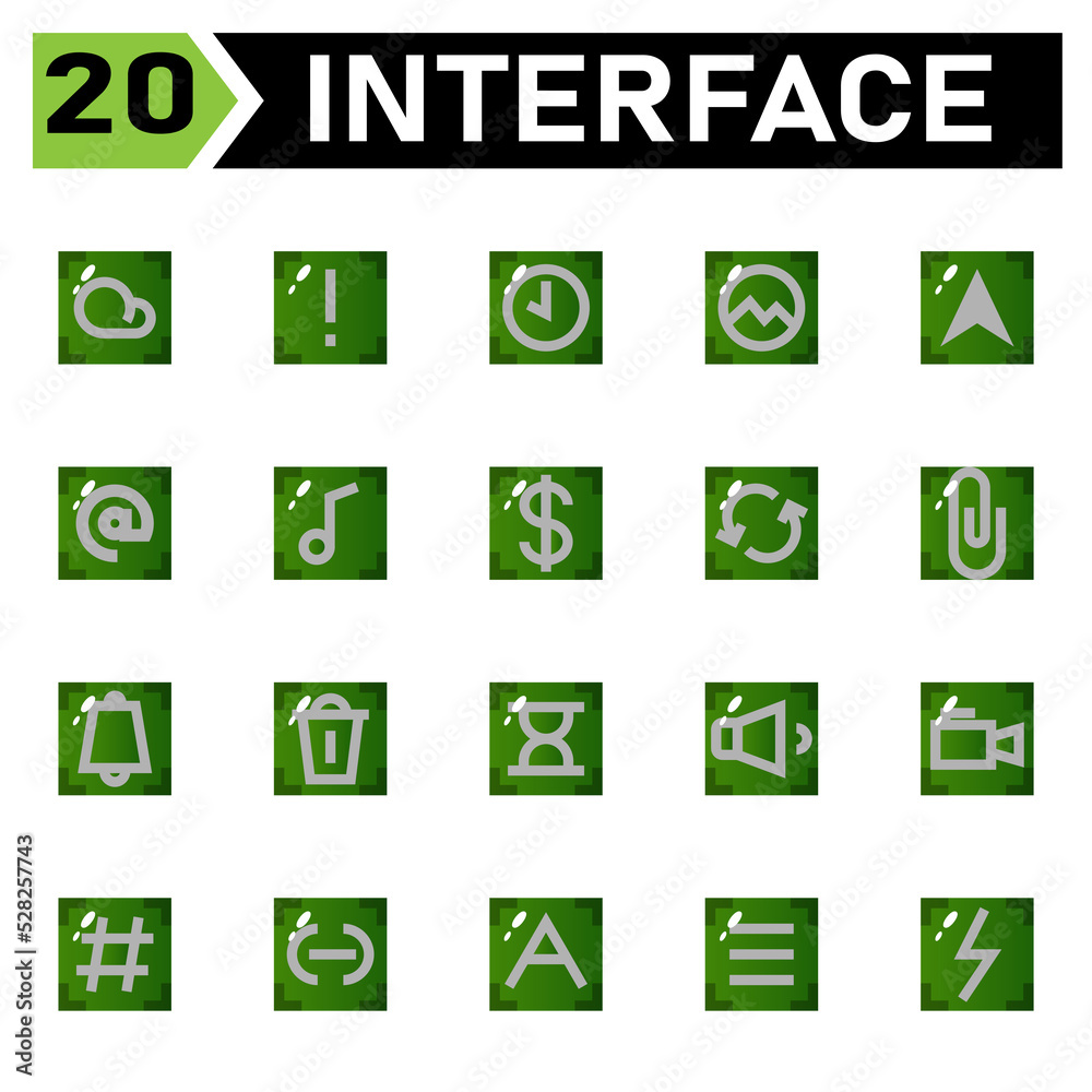 Interface icon set include cloud, weather, interface, caution, warning, attention, important, time, timer, clock, alarm, picture, photo, gallery, message, mail, letter, chat, email, envelope, music Interface icon set include cloud, weather, interface, caution, warning, attention, important, time, timer, clock, alarm, picture, photo, gallery, message, mail, letter, chat, email, envelope, music