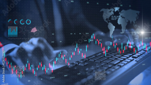 Photos Stock exchange market economy financial dark theme, global business investment