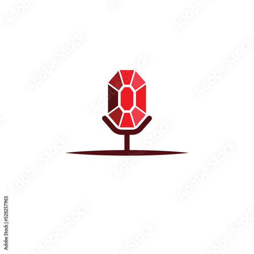 Red Diamond Podcast Logo. podcast logo with a combination of diamond shape and microphone