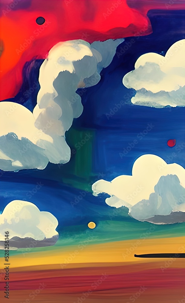 Abstract painting in Kandinsky or Picasso style, cubism school