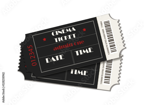 Vector icon. Cinema tickets, movie night concept. Isolated on background.