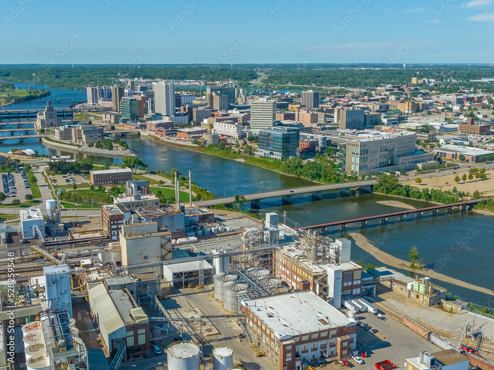 Aerial View of Cedar Rapids Downtown Skyline