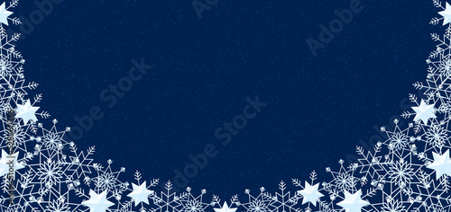 雪の結晶　フレーム　水色　背景　青　ダスト（青）