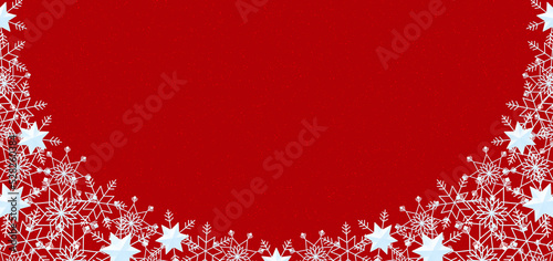 雪の結晶　フレーム　水色　背景　赤　ダスト（赤）