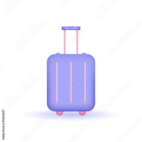 3D suitcase icon. travel planning world tour with plans tour on summer. 3d render vector illustration
