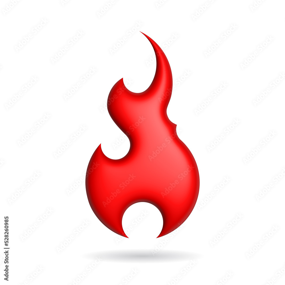 3d rendering fire icon. Illustration with shadow isolated on white. 3d rendering fire icon. Illustration with shadow isolated on white.