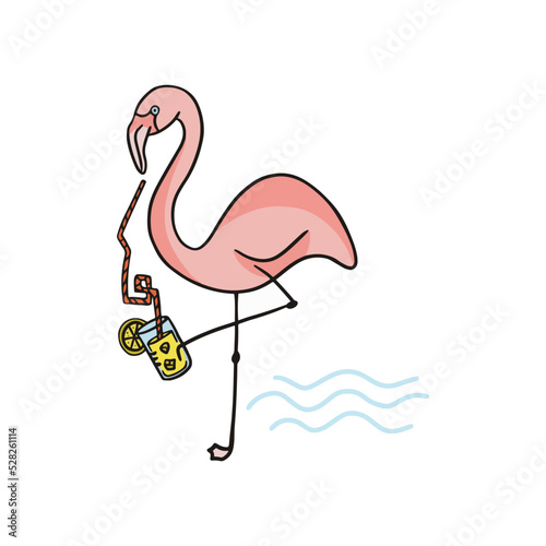 Flamingo drinking lemonade vector art 