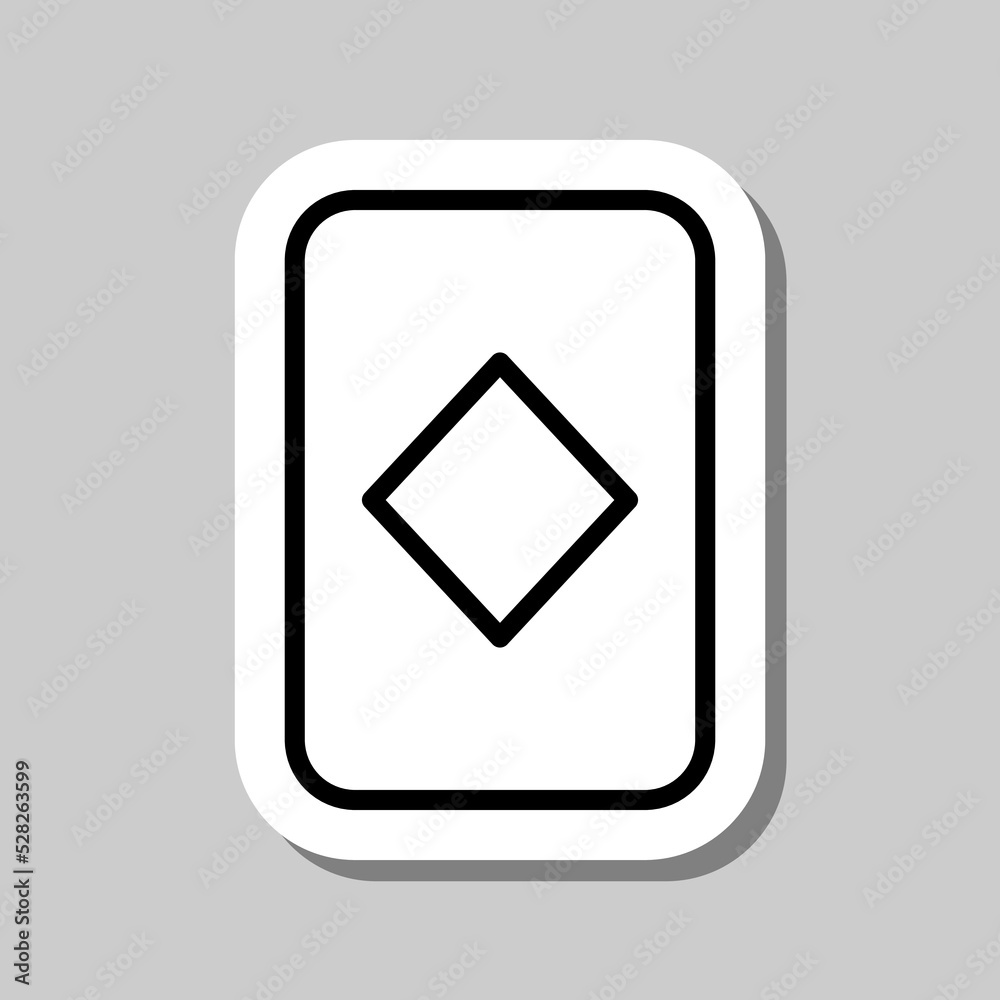 Diamonds playing card simple icon vector. Flat design. Sticker with shadow on gray background.ai Diamonds playing card simple icon vector. Flat design. Sticker with shadow on gray background.ai
