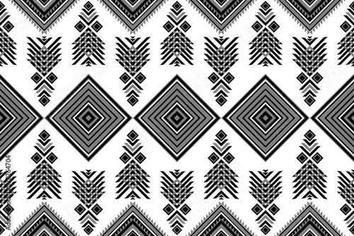 Black and white fish pattern vector, Geometric,  pattern art, Tribal decorative, design for asphalt, Ceramics vector abstract  Tile Seamless pattern, ornament print