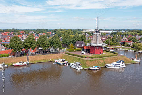 Aerial from windmill De Hoop in Dokkum the Netherlands