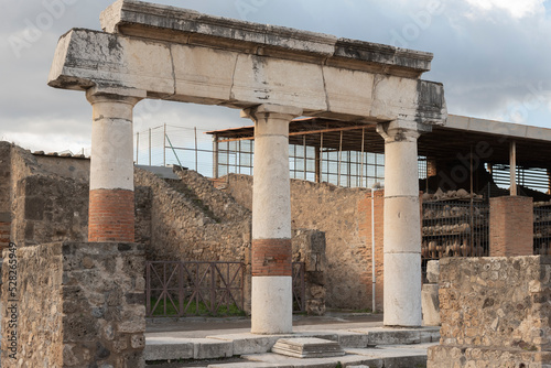 Ruins of the ancient city of Pompeii, ancient Roman city covered by the eruption of the volcano Vesuvius, Italy.