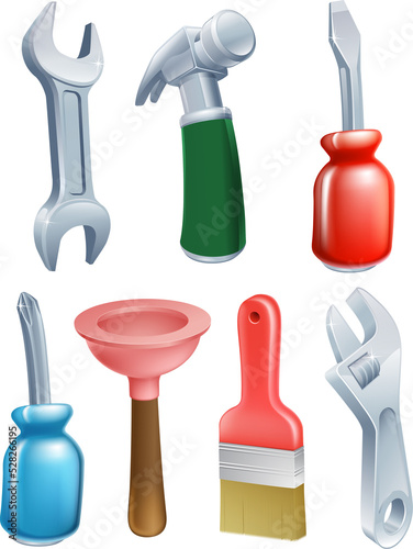 Cartoon tools icons set