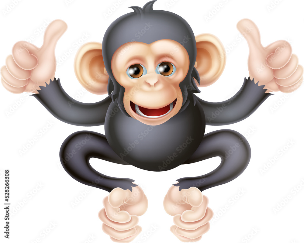 Thumbs Up Chimp Monkey Stock Illustration | Adobe Stock